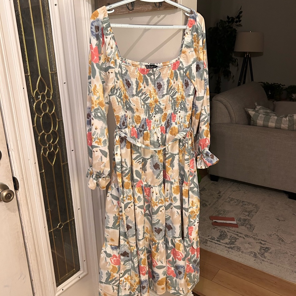 Simplee Apparel Multicolor Floral Long Sleeve Dress